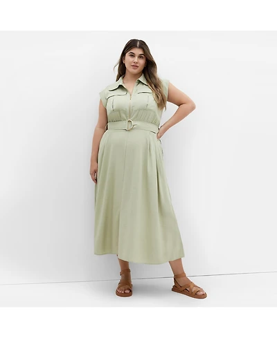 City Chic Plus Utility Midi Dress
