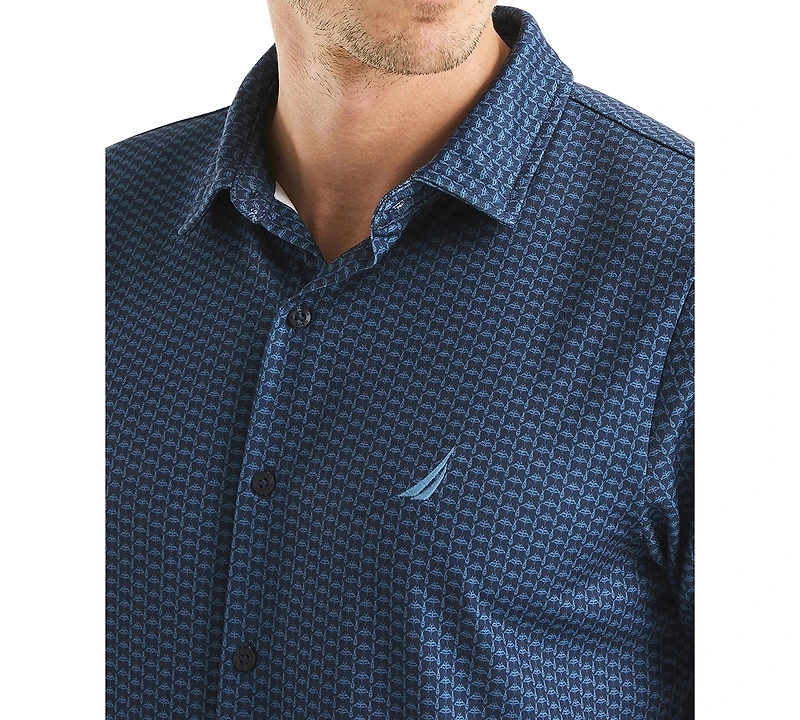 Nautica Men's Classic-Fit Moisture-Wicking Printed Performance Golf Shirt