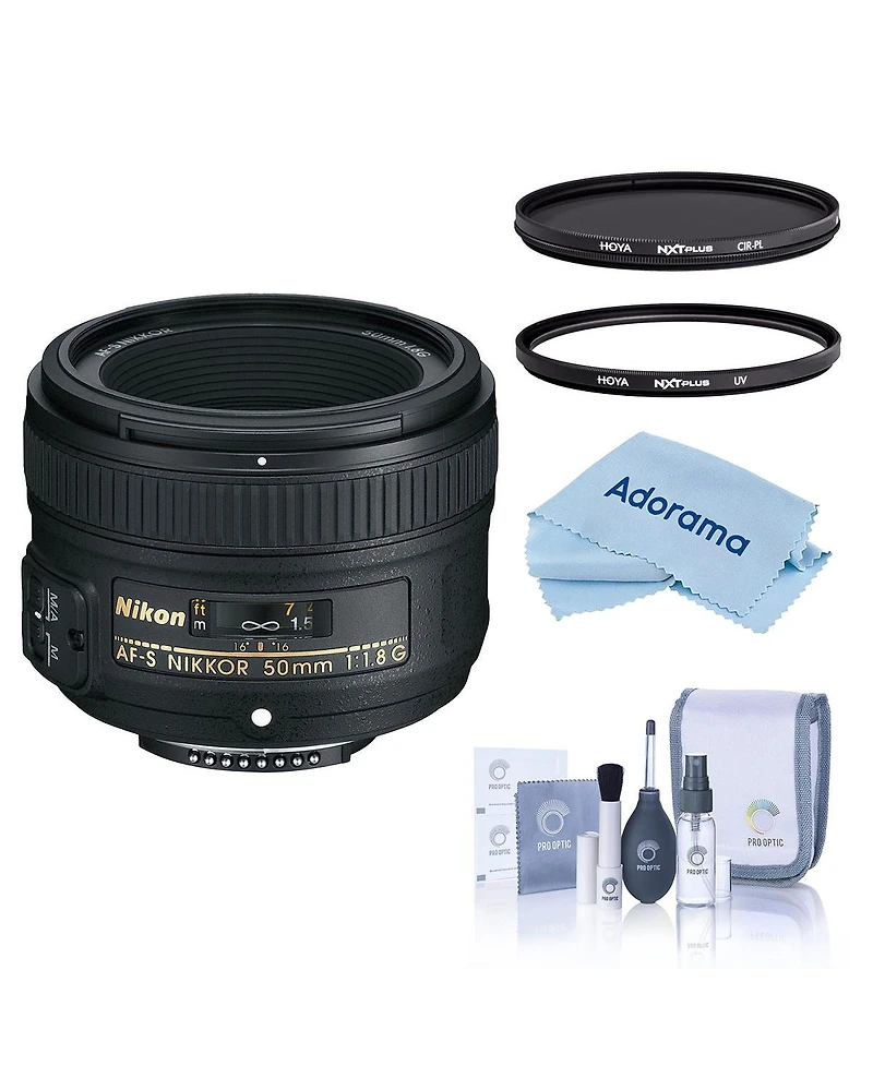Nikon 50mm f/1.8G Af-s Nikkor Lens, Black, Bundle with Hoya 58mm Uv and Cpl Filters