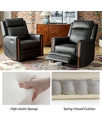 Jaime Genuine Leather Swivel Power Recliner Built-in Usb Port with Adjustable Headrest