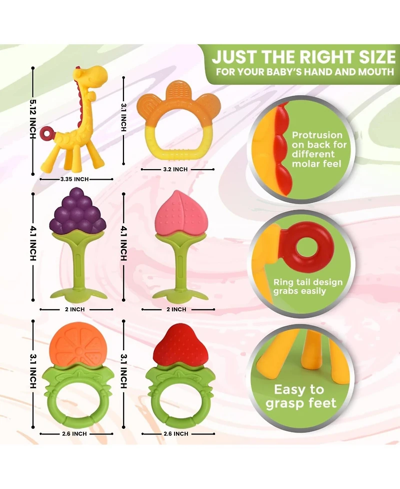 Sperric Baby Teether Toys for Babies 0-6 Months, Newborn Infant Baby Teethers Freezer Safe Silicone Baby Teether Toys, Frozen Teething Toys for Babies