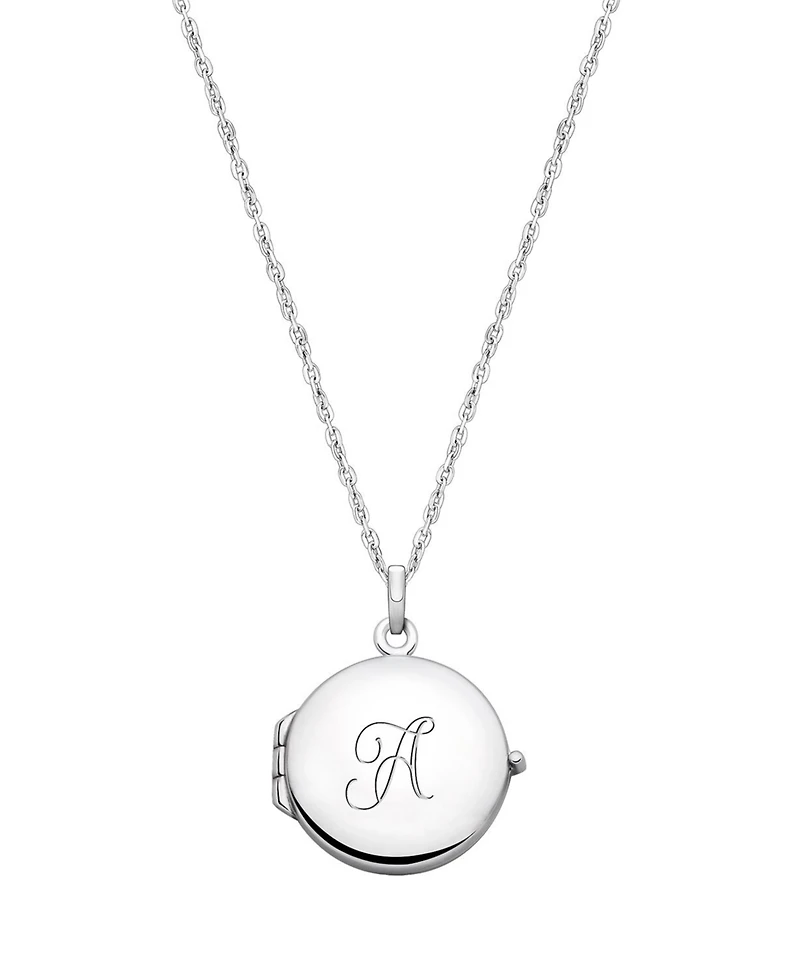 Tiny Blessings Big Girls Children's Sterling Silver Round Locket & Engraved Initial 14-16" Necklace