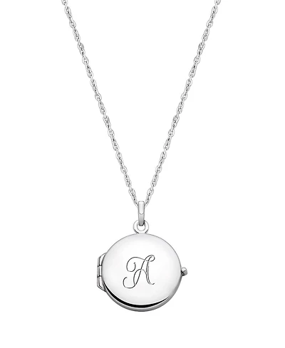 Tiny Blessings Big Girls Children's Sterling Silver Round Locket & Engraved Initial 14-16" Necklace
