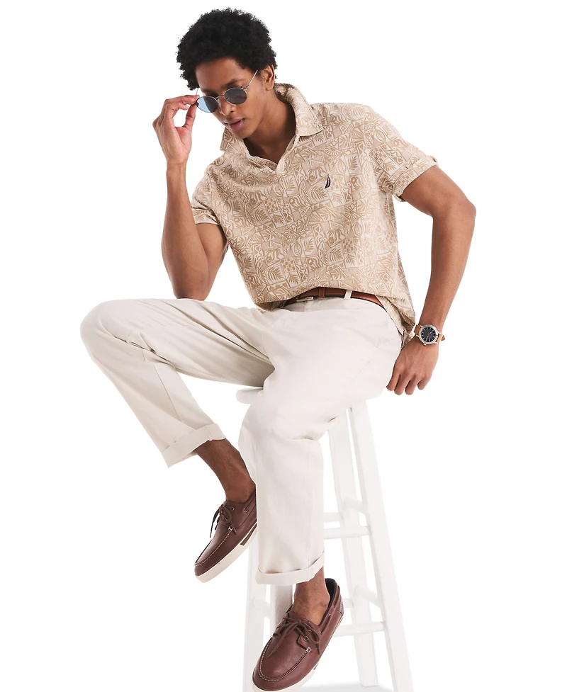 Nautica Men's Classic-Fit Leaf-Pattern Polo Shirt