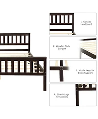 Wood Bed Frame Support Platform with Headboard and Footboard