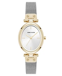 Anne Klein Women's Quartz Continental Oval Two-Tone Stainless Steel Mesh Band Watch, 26mm