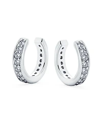 Bling Jewelry Set of 2 Ear Cuff Cartilage Cz Band Clip Wrap Helix Earrings Silver Gold Plated