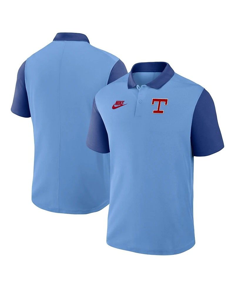 Nike Men's Light Blue/Royal Texas Rangers Cooperstown Collection Color-Block Victory Performance Polo Shirt