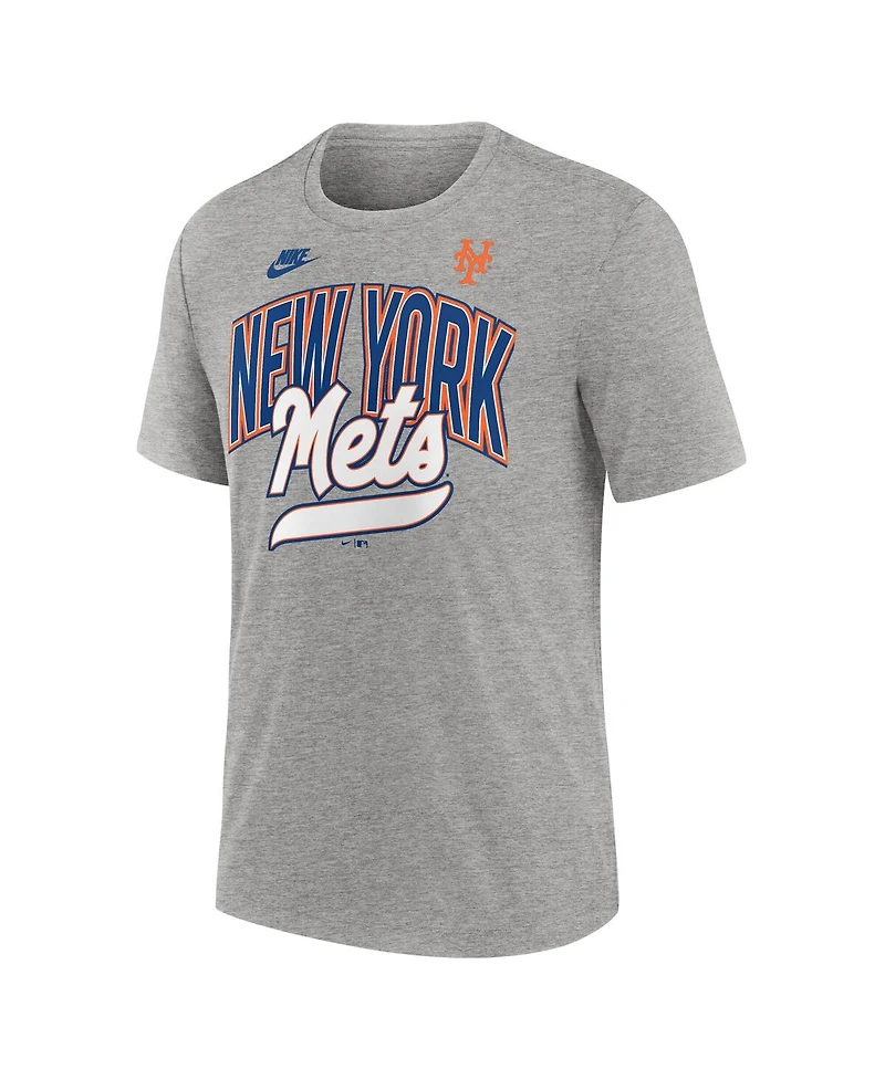 Nike Men's Heather Gray New York Mets Cooperstown Collection Retro Tri-Blend T-Shirt