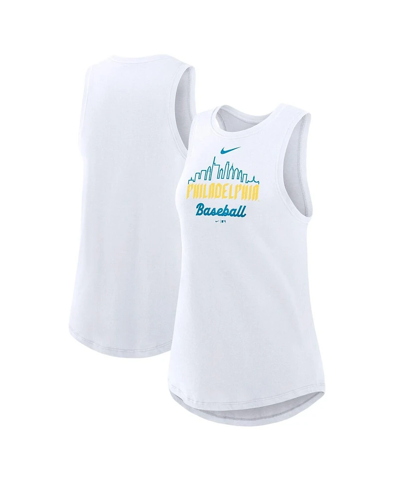 Nike Women's White Philadelphia Phillies City Connect Tri-Code High Neck Performance Tank Top