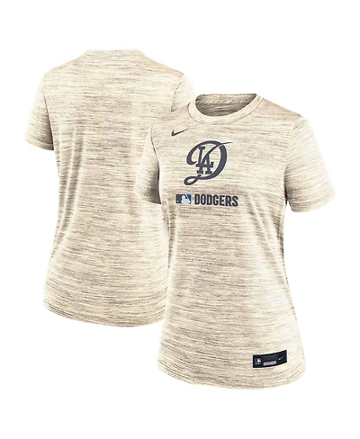 Nike Women's Cream Los Angeles Dodgers Authentic Collection City Connect Velocity Performance T-Shirt