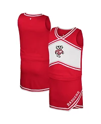 Colosseum Big Girls 2-Piece Red Wisconsin Badgers Cheerleader Top and Skirt Set