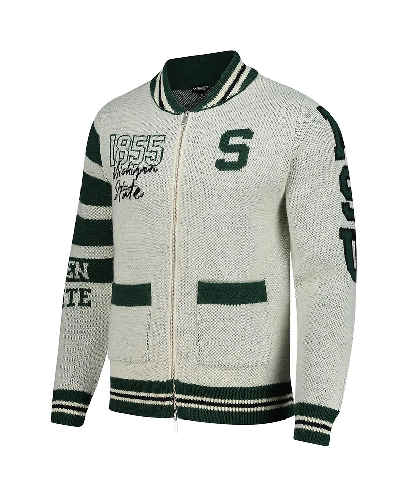 Colosseum Men's and Women's Cream Michigan State Spartans Wild Collective Button-Up Jacquard Sweater