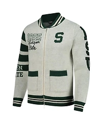 Colosseum Men's and Women's Cream Michigan State Spartans Wild Collective Button-Up Jacquard Sweater