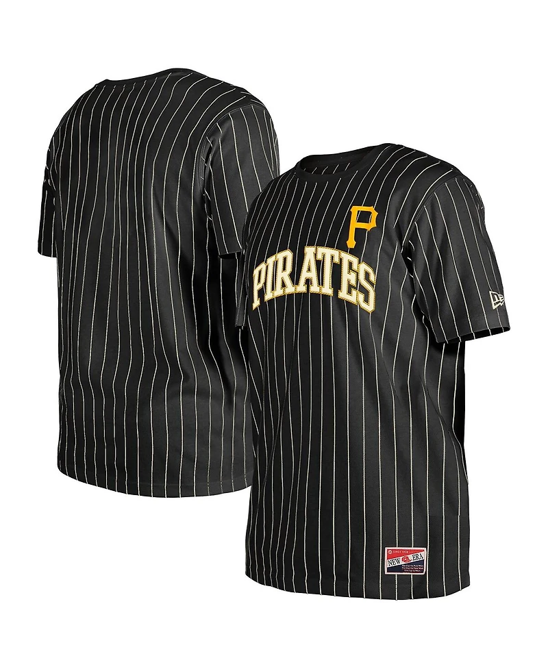 New Era Men's Black Pittsburgh Pirates Throwback Pinstripe T-Shirt