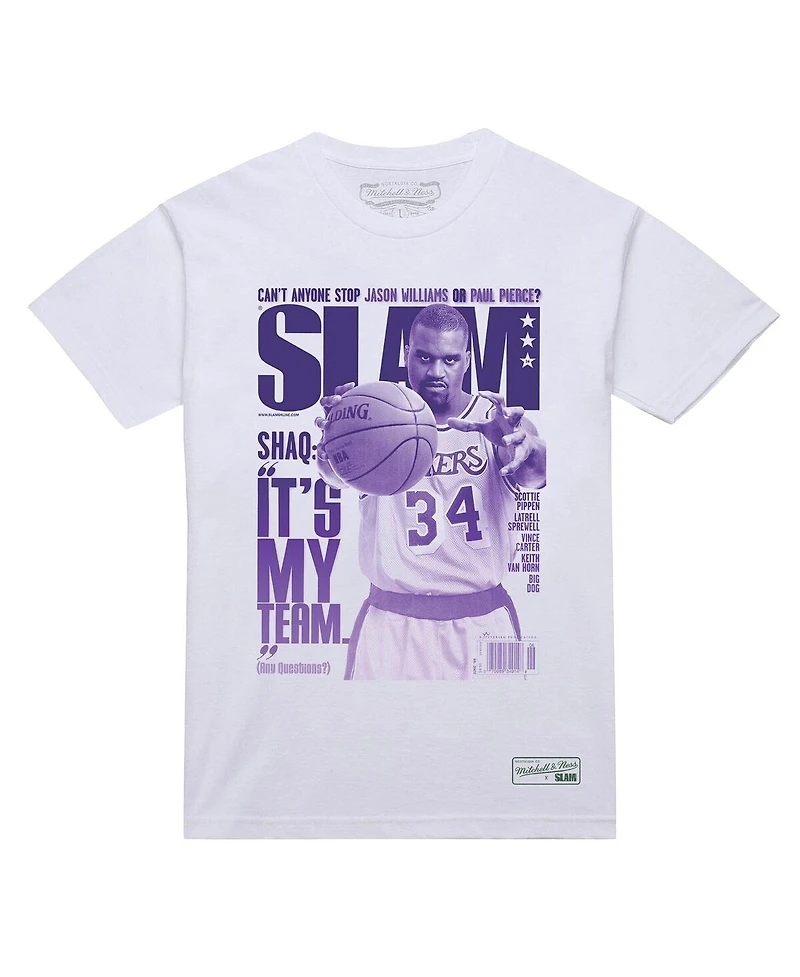 Mitchell & Ness Men's Shaquille O'Neal White Los Angeles Lakers Slam Gradient T-Shirt