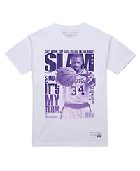 Mitchell & Ness Men's Shaquille O'Neal White Los Angeles Lakers Slam Gradient T-Shirt