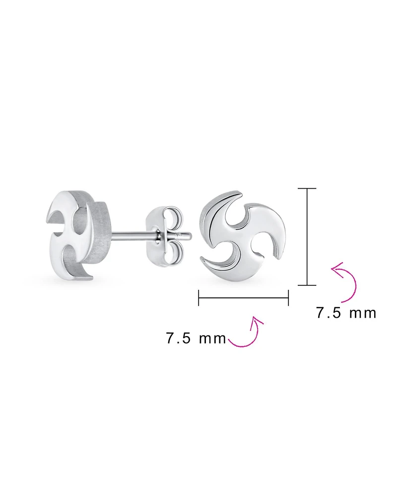 Bling Jewelry Set of 2 Tribal Star Swirl Stud Earrings Black Plated Steel 7.5MM