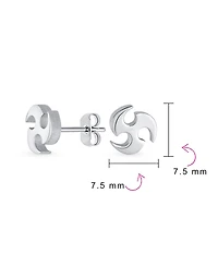 Bling Jewelry Set of 2 Tribal Star Swirl Stud Earrings Black Plated Steel 7.5MM