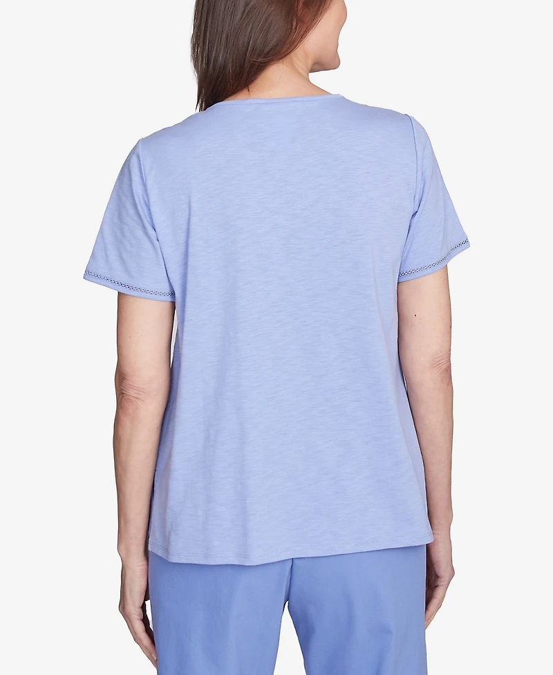 Alfred Dunner Petite Santa Fe Butterfly Embroidered Tee