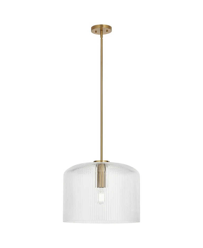 Possini Euro Lallie 18" Wide Warm Brass Ribbed Glass Pendant Light - Possini Euro Design
