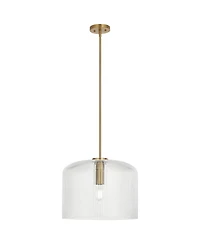 Possini Euro Lallie 18" Wide Warm Brass Ribbed Glass Pendant Light - Possini Euro Design