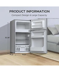 Cowsar 3.2 cubic foot mini fridge with separate freezer compartment and double door design is perfect for a basement, apartment, dorm room or office