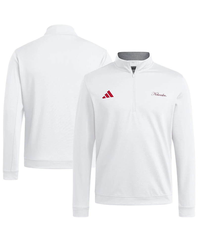 Adidas Men's White Nebraska Huskers Elevated Quarter-Zip Jacket
