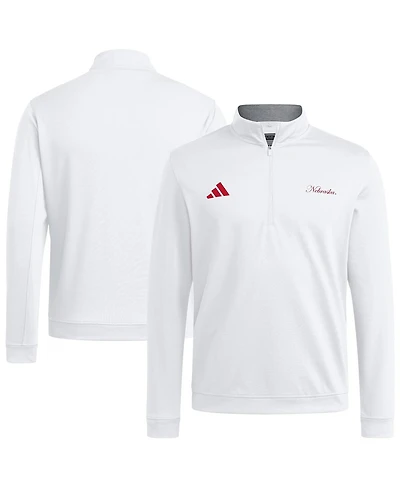 Adidas Men's White Nebraska Huskers Elevated Quarter-Zip Jacket