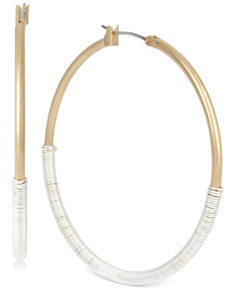Robert Lee Morris Soho Large Two-Tone Wrapped Hoop Earrings