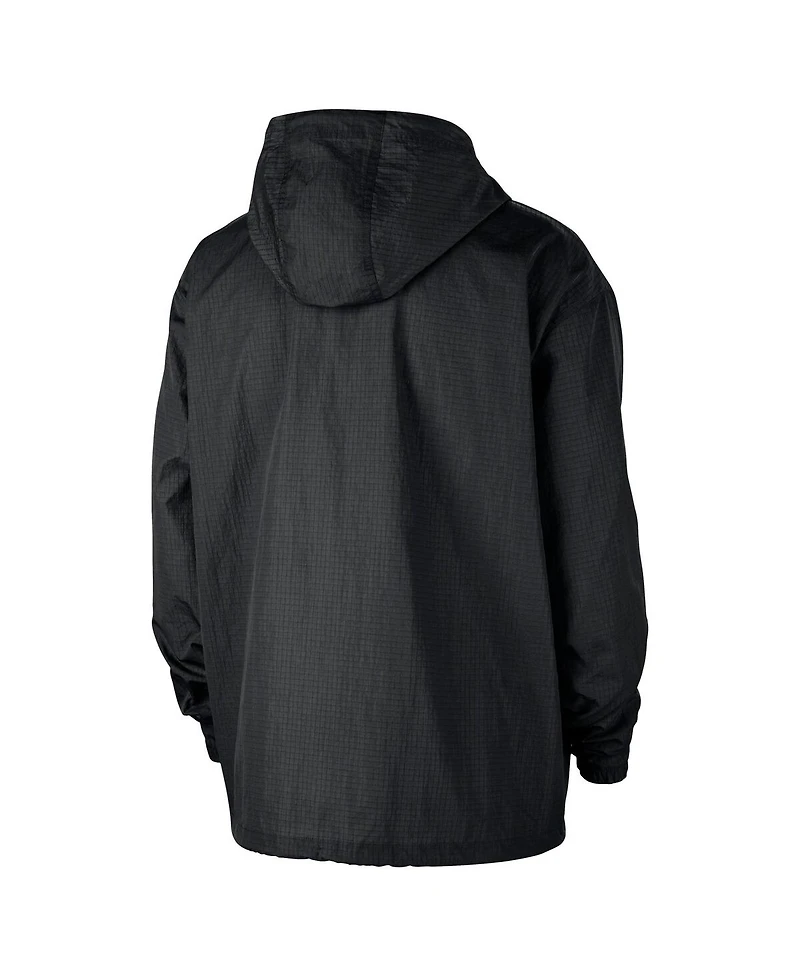 Nike Men's Black Brooklyn Nets Courtside Premium Club Anorak Quarter-Zip Pullover Hoodie