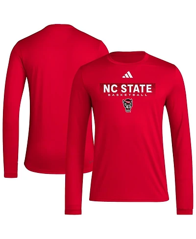 Adidas Men's Red Nc State Wolfpack Locker On-Court the Fade Long Sleeve T-Shirt