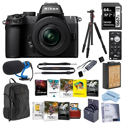 Nikon Z50II Mirrorless Camera with Nikkor Z Dx 16-50mm f/3.5-6.3 Vr Lens, Bundle with Tripod, Microphone, 128GB Memory Card and 46mm Filter Kit
