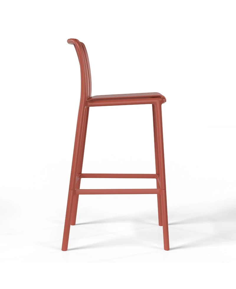 29.5" Outdoor Modern Polypropylene Plastic Patio Bar Height Stools (Set of 2)