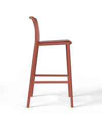 29.5" Outdoor Modern Polypropylene Plastic Patio Bar Height Stools (Set of 2)