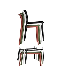 29.5" Outdoor Modern Polypropylene Plastic Patio Bar Height Stools (Set of 2)