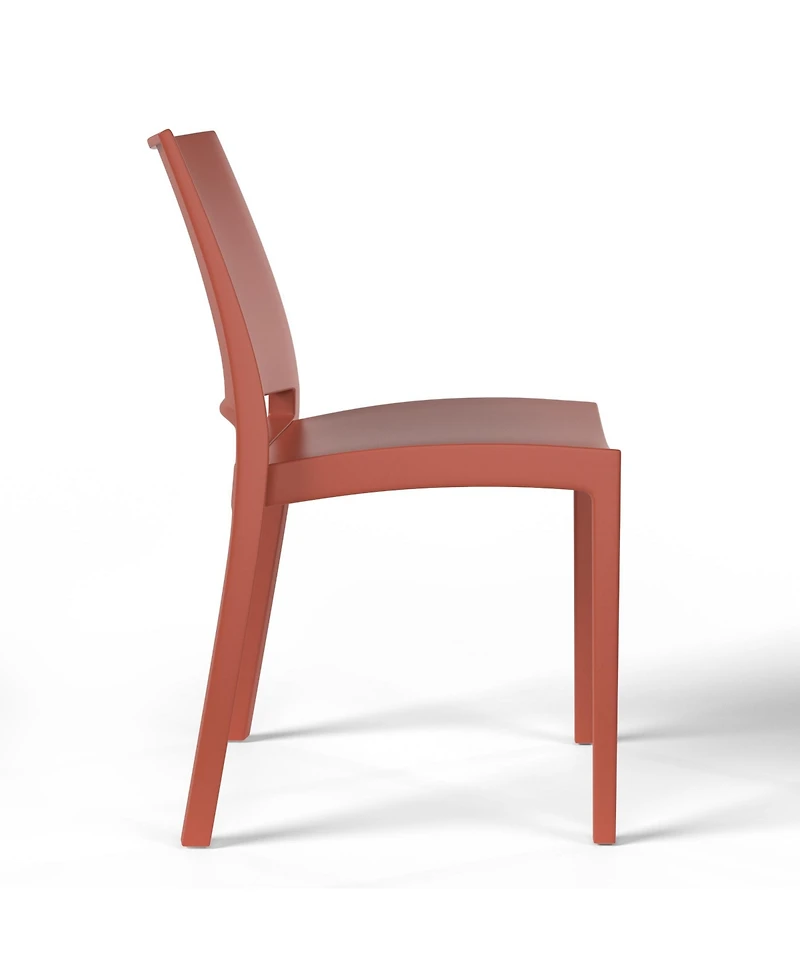 7-Piece Outdoor Rectangular Metal Patio Dining Table Set With Stackable Resin Side Chairs