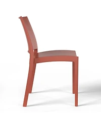 7-Piece Outdoor Rectangular Metal Patio Dining Table Set With Stackable Resin Side Chairs