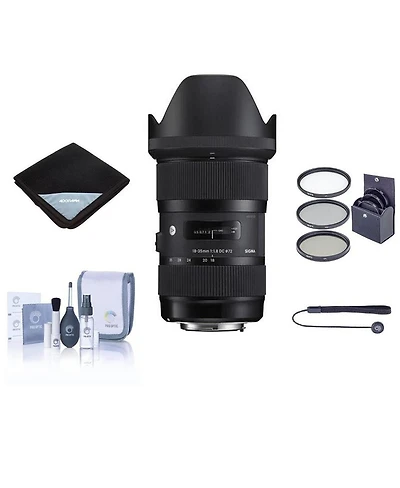 Sigma 18-35mm f/1.8 Dc Hsm Art Lens for Canon Ef, Bundle with ProOptic 72mm Filter Kit, Cleaning Kit, Cap Tether, Lens Wrap