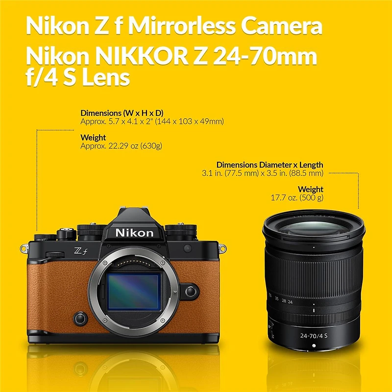 Nikon Z f Mirrorless Camera, Orange with Nikkor Z 24-70mm f/4 S Lens