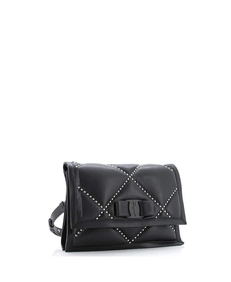 Pre-Owned Salvatore Ferragamo Small Viva Bow Flap Bag Studded Leather