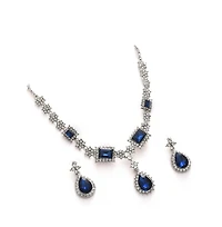 Sohi Women's Silver Plated Designer Stone Jewellery Set