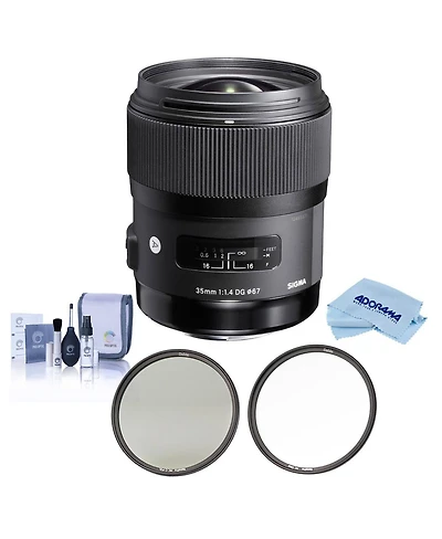 Sigma 35mm f/1.4 Dg Hsm Art Lens for Canon Ef, Bundle with 67mm NanoPro Magnetic Circular Polarizer Filter with Adapter Ring, Clear Filter Kit, Cleani