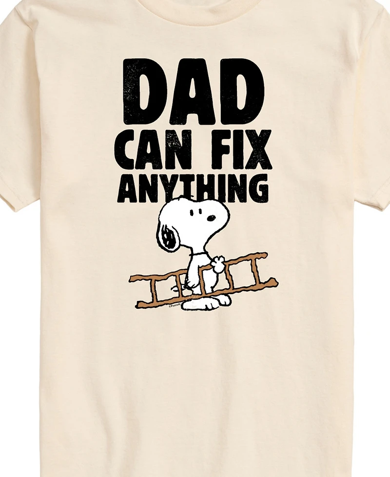 Airwaves Men's Peanuts Snoopy Father's Day Dad Can Fix Anything Short Sleeve T-Shirt