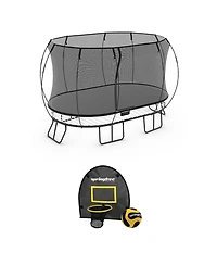 Springfree Trampoline 8 ft x 13 ft Large Oval + FlexrHoop Bundle – Springless Fun with Goal Hoop Attachment Accessories (Included Basketball &