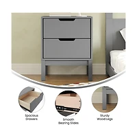 Samuel Kids Double-Drawer Night Stand With Solid Wood Frame