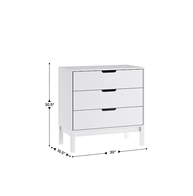 Samuel Kids Triple-Drawer Dresser With Solid Wood Frame