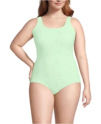 Lands' End Women's Tugless Low Leg Lace One Piece Swimsuit
