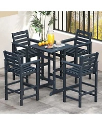 Patio Adirondack Bar Chairs Set of 2 with Wide Armrests & Footrest Backrest