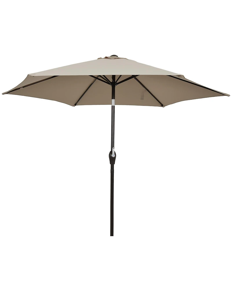 Gymax 9 ft Outdoor Patio Market Table Umbrella Garden Yard w/ Crank 6 Ribs